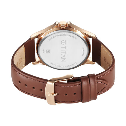 Titan Karishma Quartz Analog with Date Silver Dial Leather Strap Watch for Men 