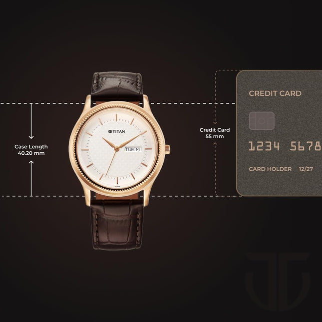 Titan Karishma Quartz Analog with Day and Date Silver Dial Leather Strap Watch for Men 