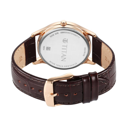 Titan Karishma Quartz Analog with Day and Date Silver Dial Leather Strap Watch for Men 