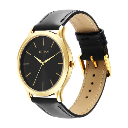 Titan Karishma Radiance Black Dial Analog Leather Strap Watch for Men-NS1825YL03 