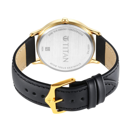 Titan Karishma Radiance Black Dial Analog Leather Strap Watch for Men-NS1825YL03 