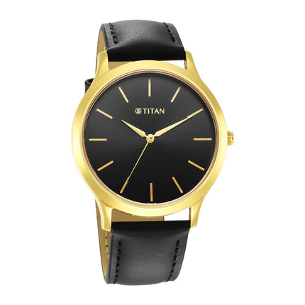 Titan Karishma Radiance Black Dial Analog Leather Strap Watch for Men-NS1825YL03 