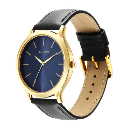 Titan Karishma Radiance Blue Dial Analog Leather Strap Watch for Men-NS1825YL05 