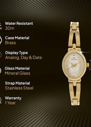 Titan Karishma Revive Analog Champagne Dial Women's Watch-NM2594YM01 / NL2594YM01 