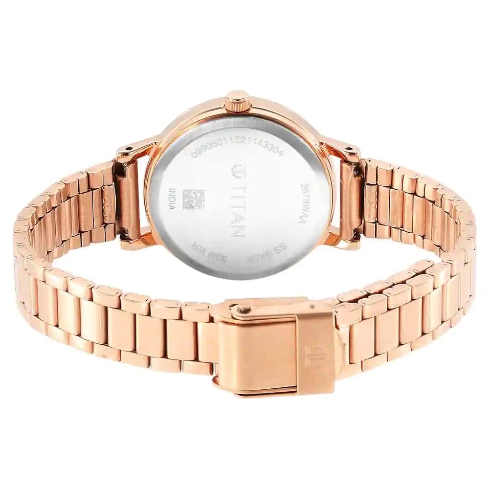 Titan Karishma Rose Gold Dial Analog Stainless Steel Strap Watch for Women-NS2678WM01/NT2678WM01 
