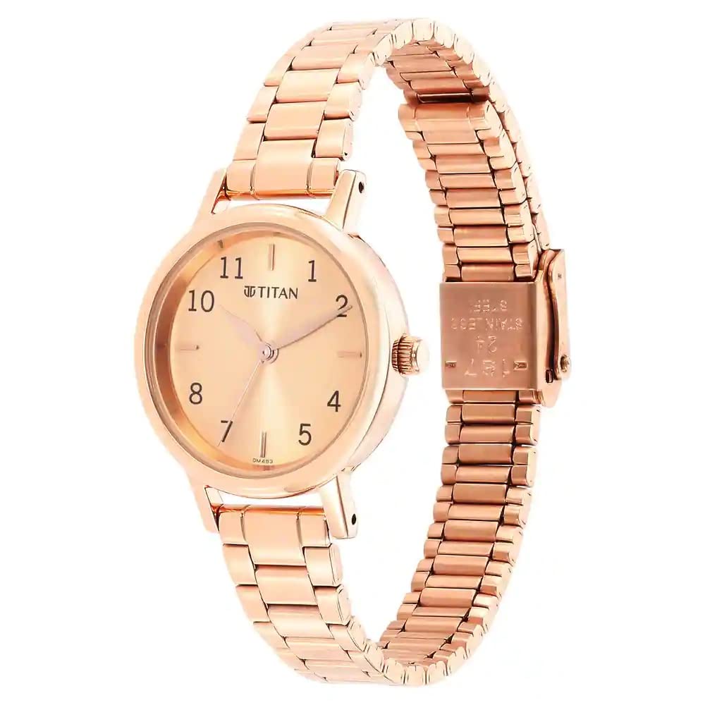 Titan Karishma Rose Gold Dial Analog Stainless Steel Strap Watch for Women-NS2678WM01/NT2678WM01 