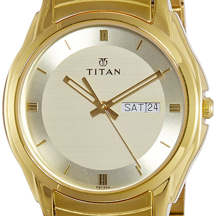 Titan Karishma Stainless Steel Analog Gold Dial Men's Watch-Nl1578Ym05/Np1578Ym05 