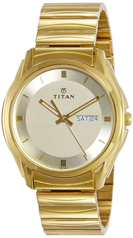Titan Karishma Stainless Steel Analog Gold Dial Men's Watch-Nl1578Ym05/Np1578Ym05 
