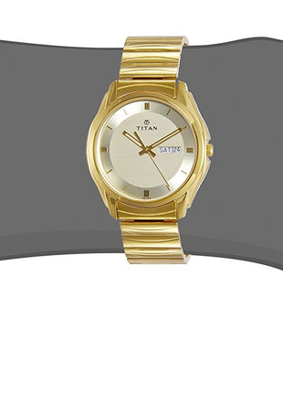 Titan Karishma Stainless Steel Analog Gold Dial Men's Watch-Nl1578Ym05/Np1578Ym05 
