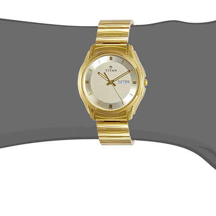 Titan Karishma Stainless Steel Analog Gold Dial Men's Watch-Nl1578Ym05/Np1578Ym05 