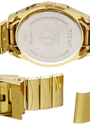 Titan Karishma Stainless Steel Analog Gold Dial Men's Watch-Nl1578Ym05/Np1578Ym05 