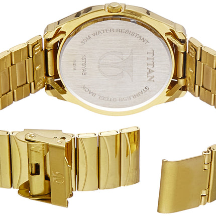 Titan Karishma Stainless Steel Analog Gold Dial Men's Watch-Nl1578Ym05/Np1578Ym05 