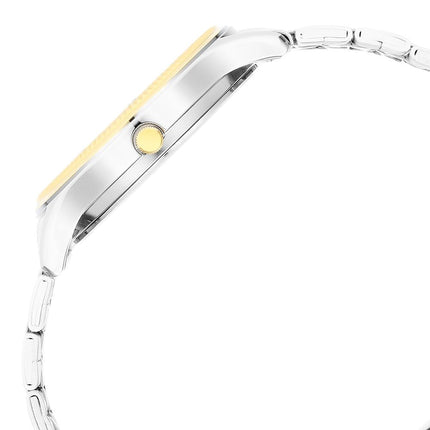 Titan Karishma Trendsetter Quartz Analog with Day & Date Midnight Blue Dial Two Toned Silver & Gold Stainless Steel Strap Watch for Men - NT1824BM03 