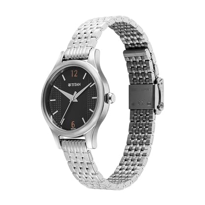Titan Karishma Workwear Black Dial Stainless Steel Analog Watch for Women/NT2679SM02 