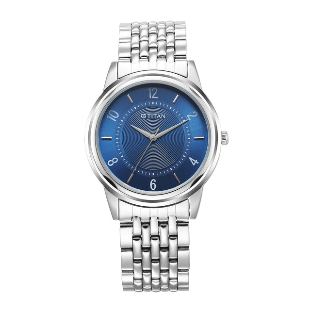 Titan Karishma Zing Quartz Analog Blue Dial Stainless Steel Strap Watch for Men-1638SM02 