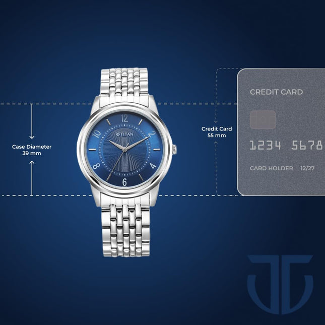 Titan Karishma Zing Quartz Analog Blue Dial Stainless Steel Strap Watch for Men-1638SM02 