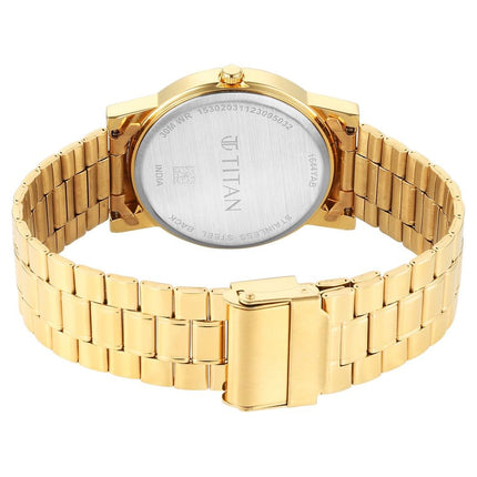 Titan Karishma Zing Quartz Analog Green Dial Gold Stainless Steel Strap Watch for Men - NT1644YM05 