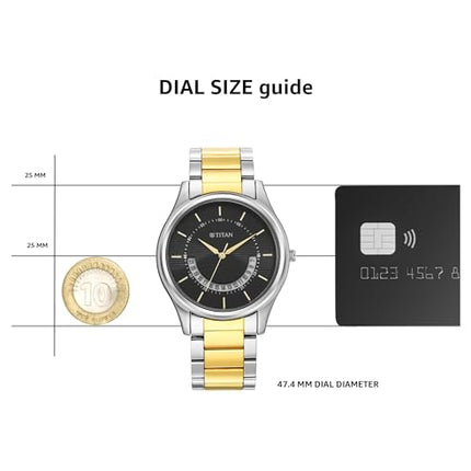 Titan Men's Multifunction Karishma: Two Tone Steel Elegance Multicolor Stainless Steel Watch-NS1713BM02 