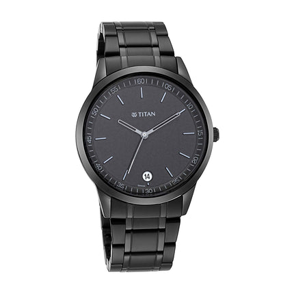 Titan Men's Timeless Style Analog Watch: Refined Black Dial and Metal Strap-1806NM01 
