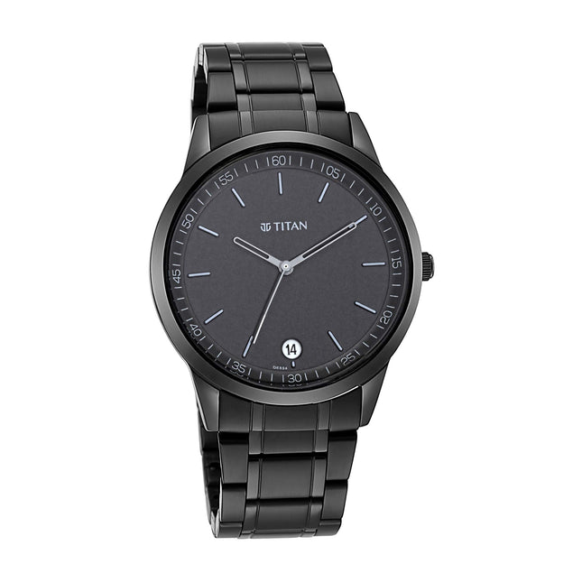 Titan Men's Timeless Style Analog Watch: Refined Black Dial and Metal Strap-1806NM01 