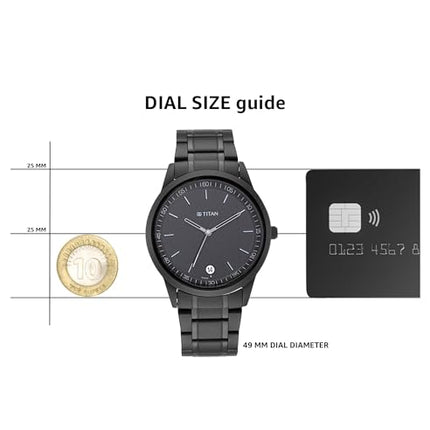 Titan Men's Timeless Style Analog Watch: Refined Black Dial and Metal Strap-1806NM01 