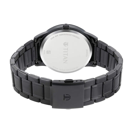 Titan Men's Timeless Style Analog Watch: Refined Black Dial and Metal Strap-1806NM01 