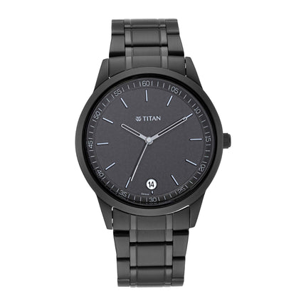 Titan Men's Timeless Style Analog Watch: Refined Black Dial and Metal Strap-1806NM01 