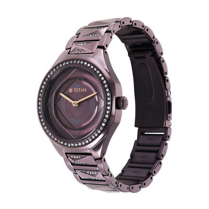 Titan Purple Glitz Quartz Analog Stainless Steel Strap Watch for Women-NS95206QM01 