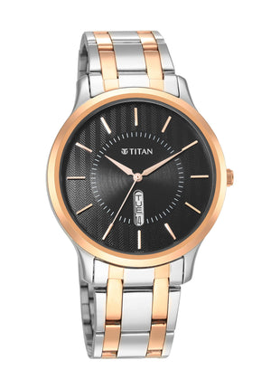 Titan Quartz Analog Black Dial Stainless Steel Strap Watch for Men-NS1825KM02 