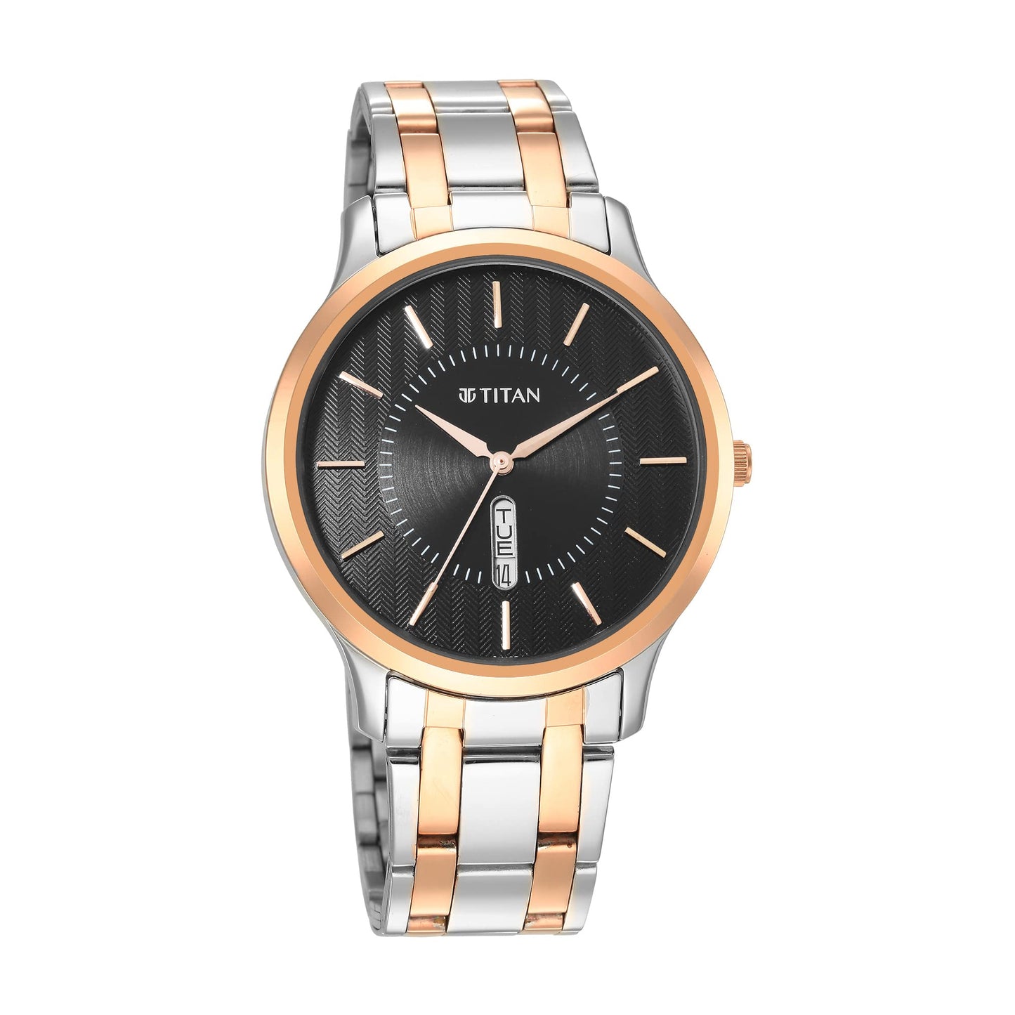 Titan Quartz Analog Black Dial Stainless Steel Strap Watch for Men-NS1825KM02 