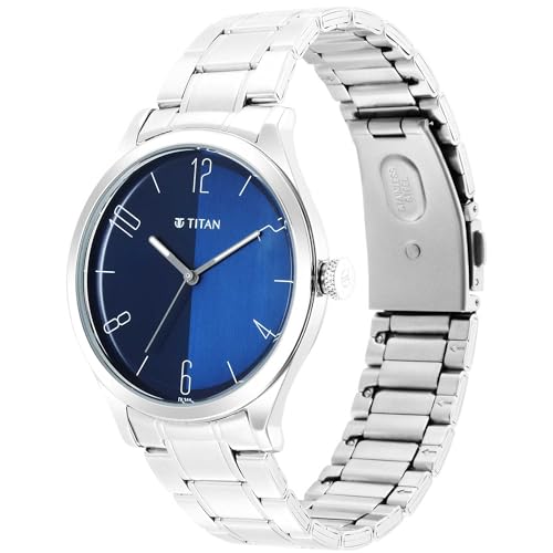 Titan Quartz Analog Blue Dial Stainless Steel Strap Watch for Men-NS1865SM01/NT1865SM01 