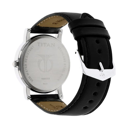 Titan Quartz Analog Silver Dial Leather Strap Watch for Men-NN1639SL03 