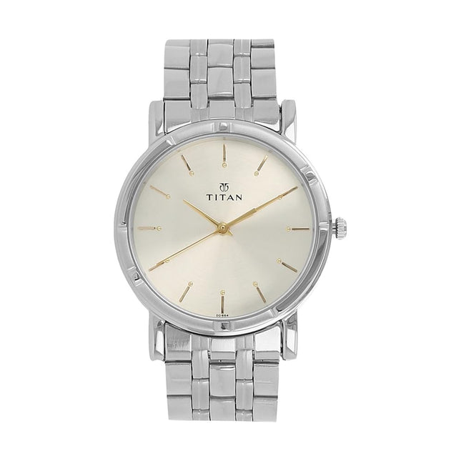 Titan Quartz Analog Silver Dial Stainless Steel Strap Watch for Men-NN1639SM01 