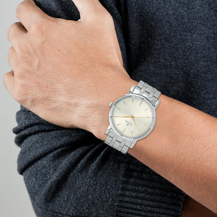 Titan Quartz Analog Silver Dial Stainless Steel Strap Watch for Men-NN1639SM01 
