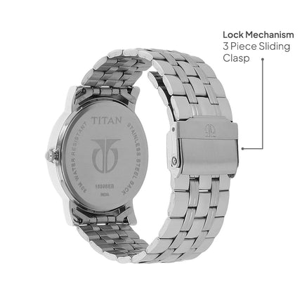 Titan Quartz Analog Silver Dial Stainless Steel Strap Watch for Men-NN1639SM01 