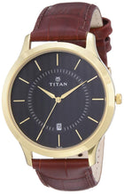 Titan Quartz Analog with Date Black Dial Leather Strap Watch for Men-NS1825YL01 