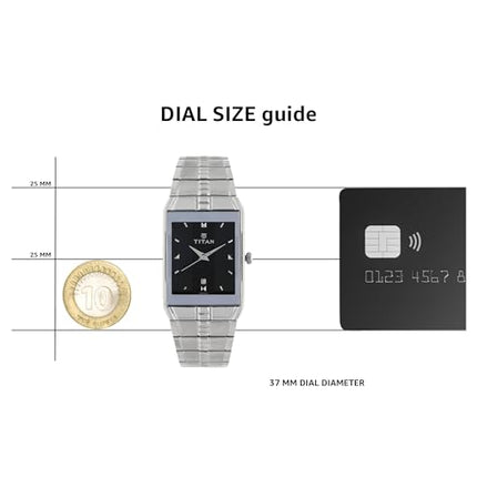 Titan Quartz Analog with Date Black Dial Stainless Steel Strap Watch for Men-NS9151SM02 