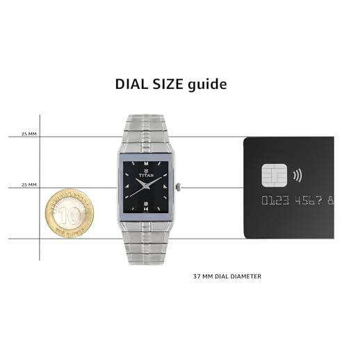 Titan Quartz Analog with Date Black Dial Stainless Steel Strap Watch for Men-NS9151SM02 