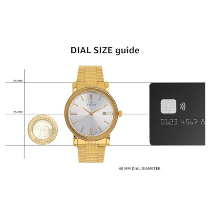 Titan Quartz Analog with Date Silver Dial Stainless Steel Strap Watch for Men-NS1712YM02 
