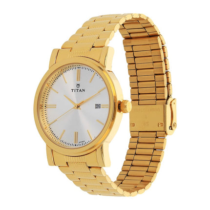 Titan Quartz Analog with Date Silver Dial Stainless Steel Strap Watch for Men-NS1712YM02 