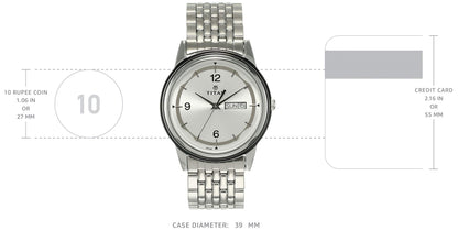 Titan Quartz Analog with Day and Date Silver Dial Stainless Steel Strap Watch for Men-NK1638SM01 