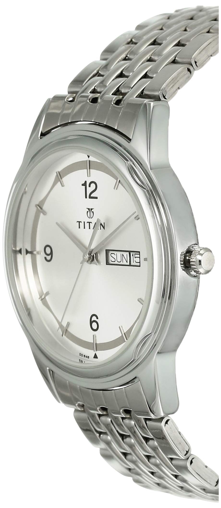 Titan Quartz Analog with Day and Date Silver Dial Stainless Steel Strap Watch for Men-NK1638SM01 