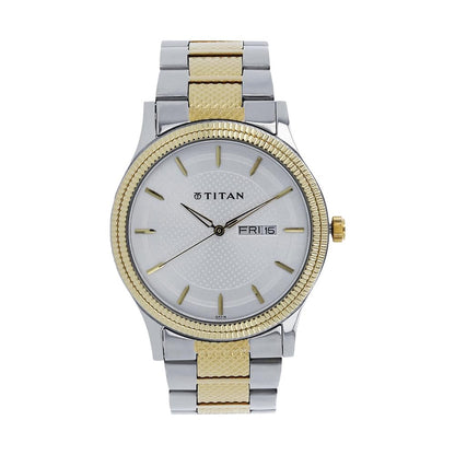 Titan Quartz Analog with Day and Date Silver Dial Stainless Steel Strap Watch for Men-NS1650BM03 