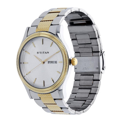 Titan Quartz Analog with Day and Date Silver Dial Stainless Steel Strap Watch for Men-NS1650BM03 