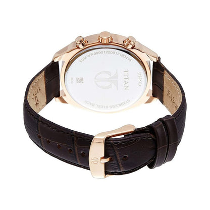 Titan Quartz Multifunction Blue Dial Leather Strap Watch for Men-NR1733KL03 