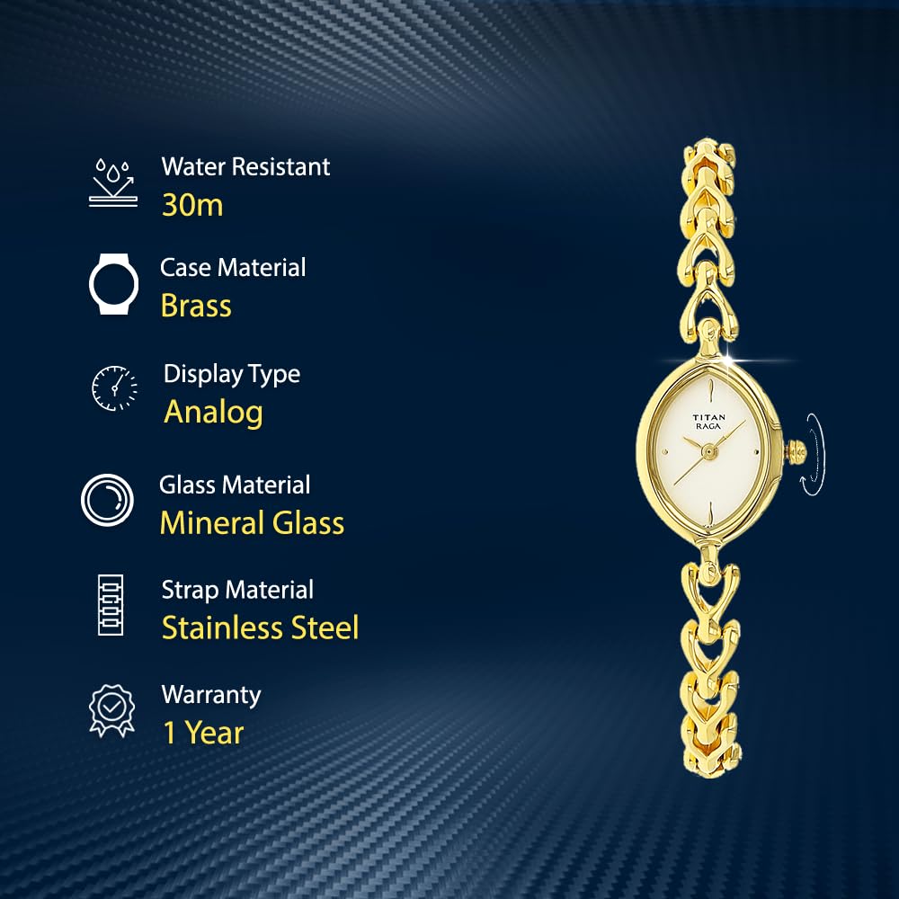 Titan Raga Analog White Dial Women's Watch NM2370YM01/NN2370YM01/NP2370YM01 