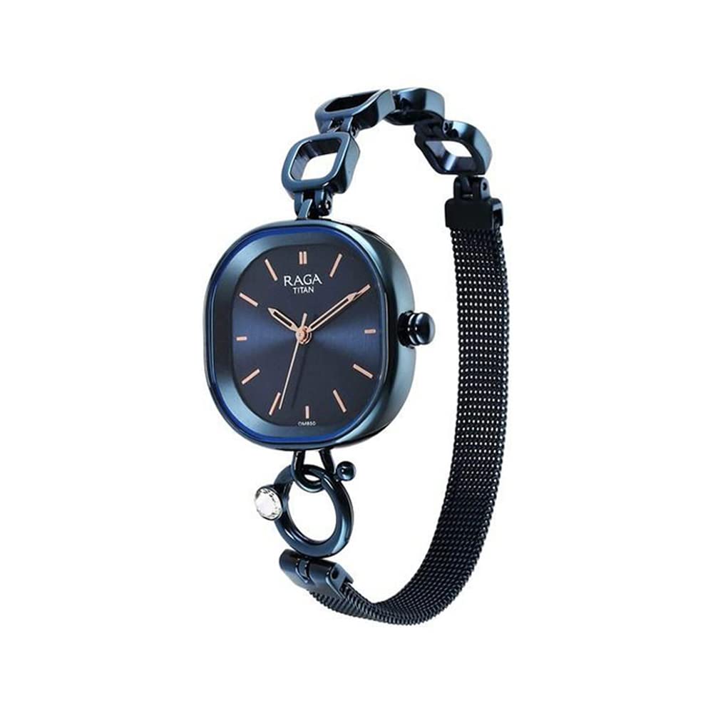 Titan Raga Delight Blue Dial Analog Metal Strap Watch for Women-NS2693QM01 