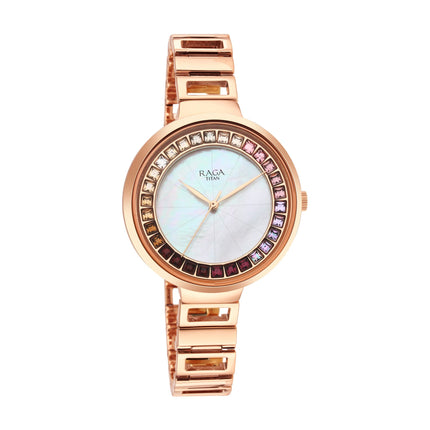 Titan Raga Love All Mother of Pearl Dial Women Silver White Analog Watch with Metal Strap-NS95150WM01 