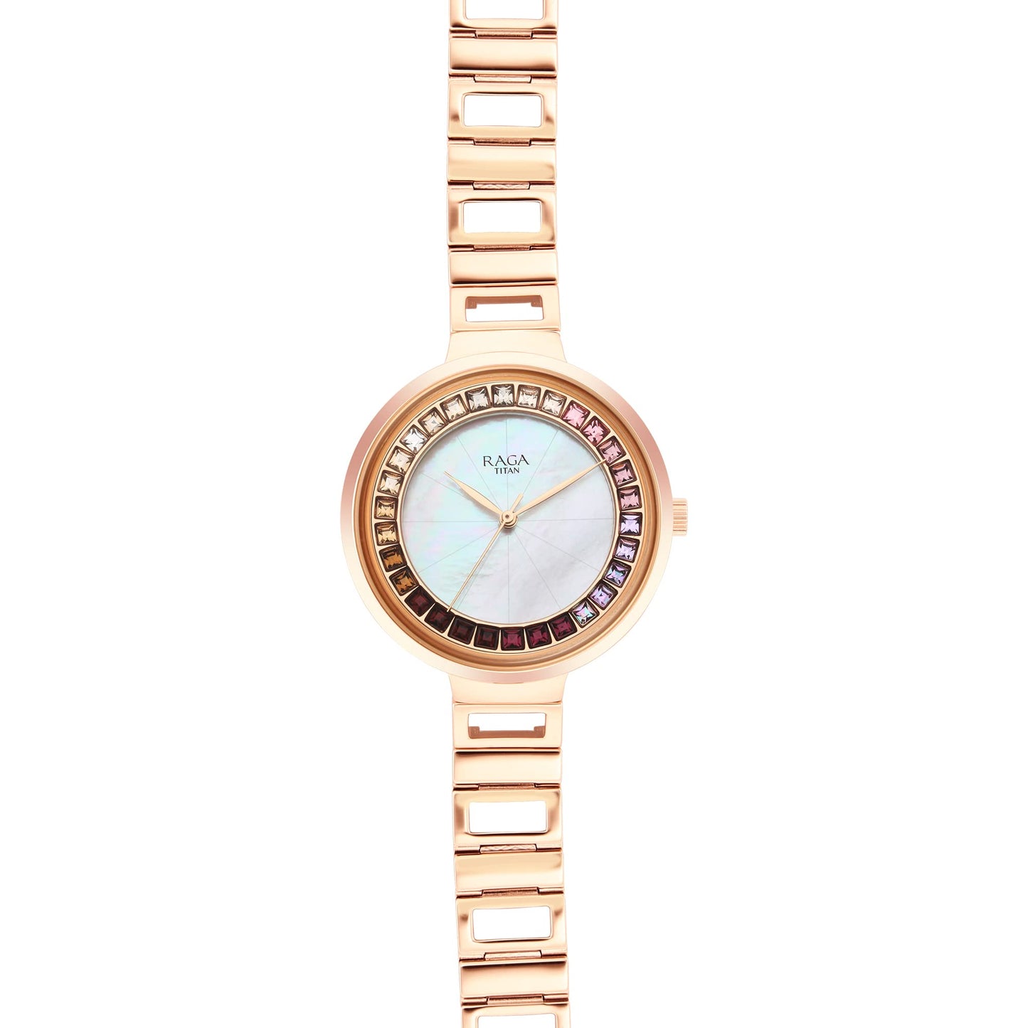 Titan Raga Love All Mother of Pearl Dial Women Silver White Analog Watch with Metal Strap-NS95150WM01 