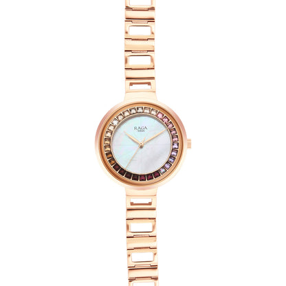 Titan Raga Love All Mother of Pearl Dial Women Silver White Analog Watch with Metal Strap-NS95150WM01 